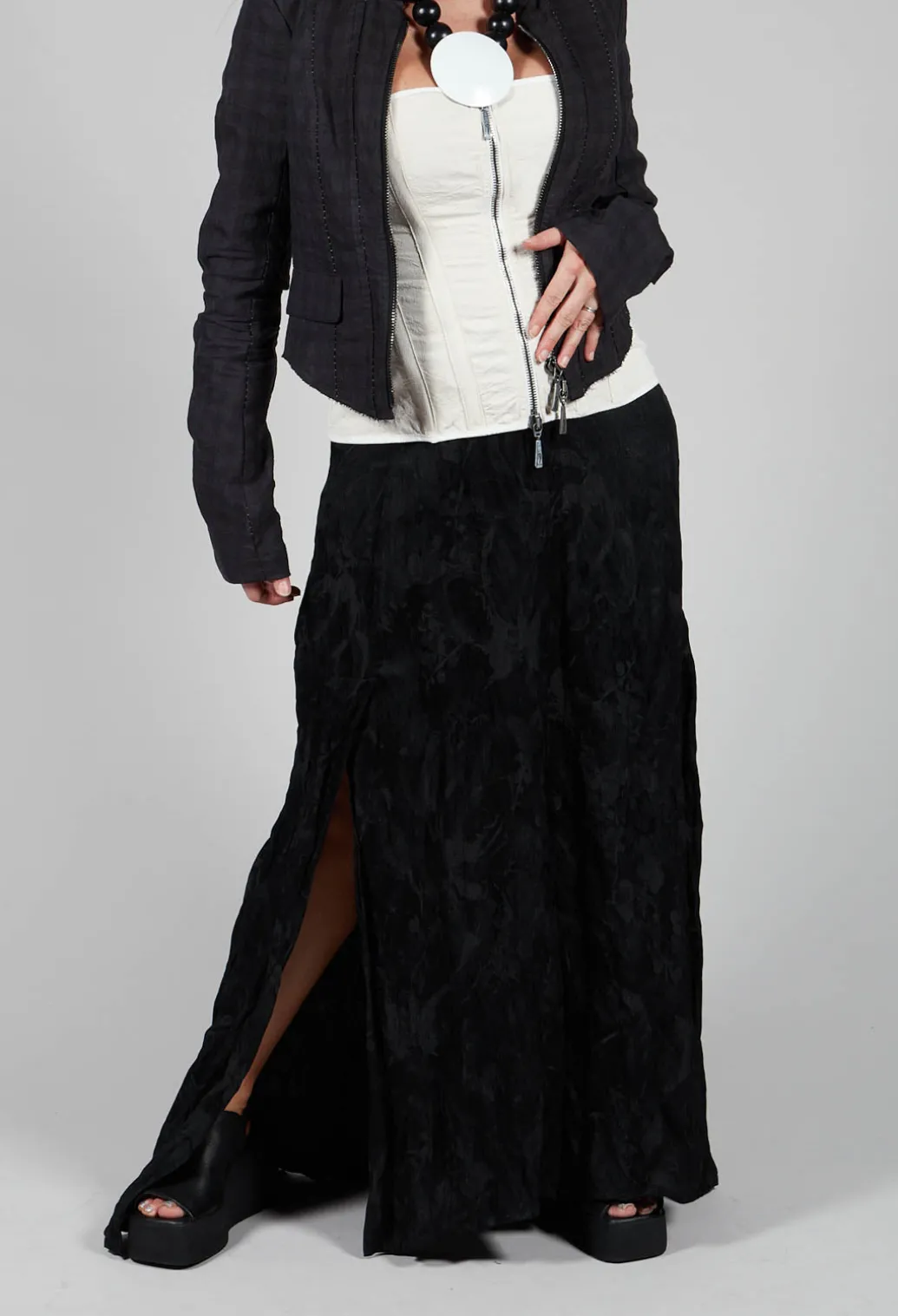 Patterned Split Trousers in Black