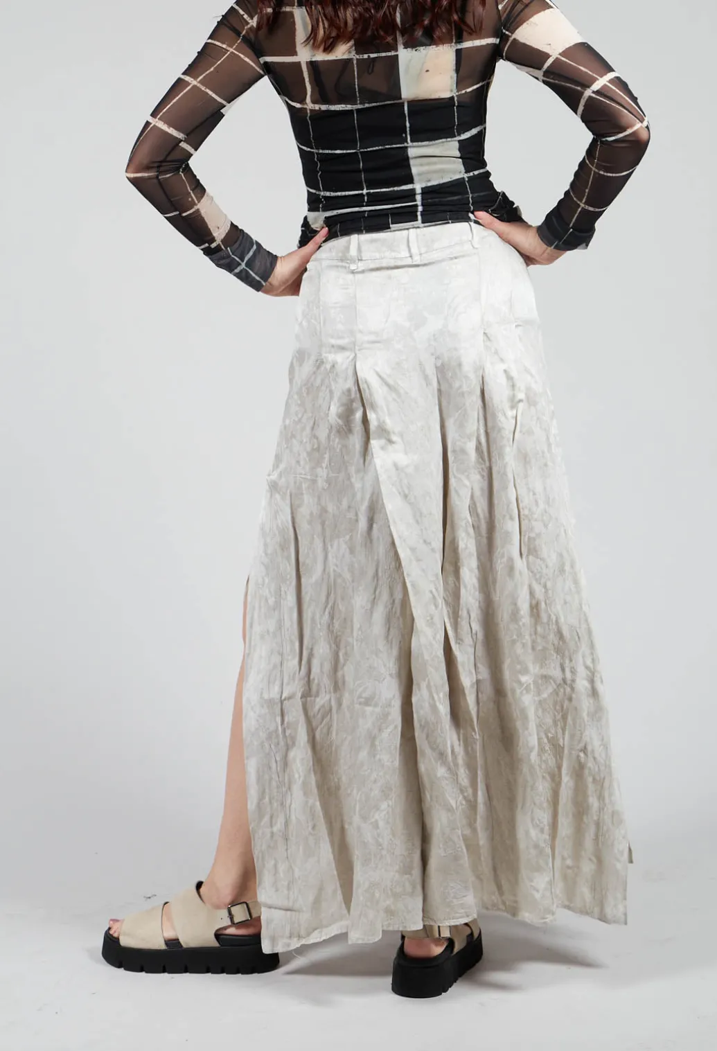 Patterned Split Trousers in Silver