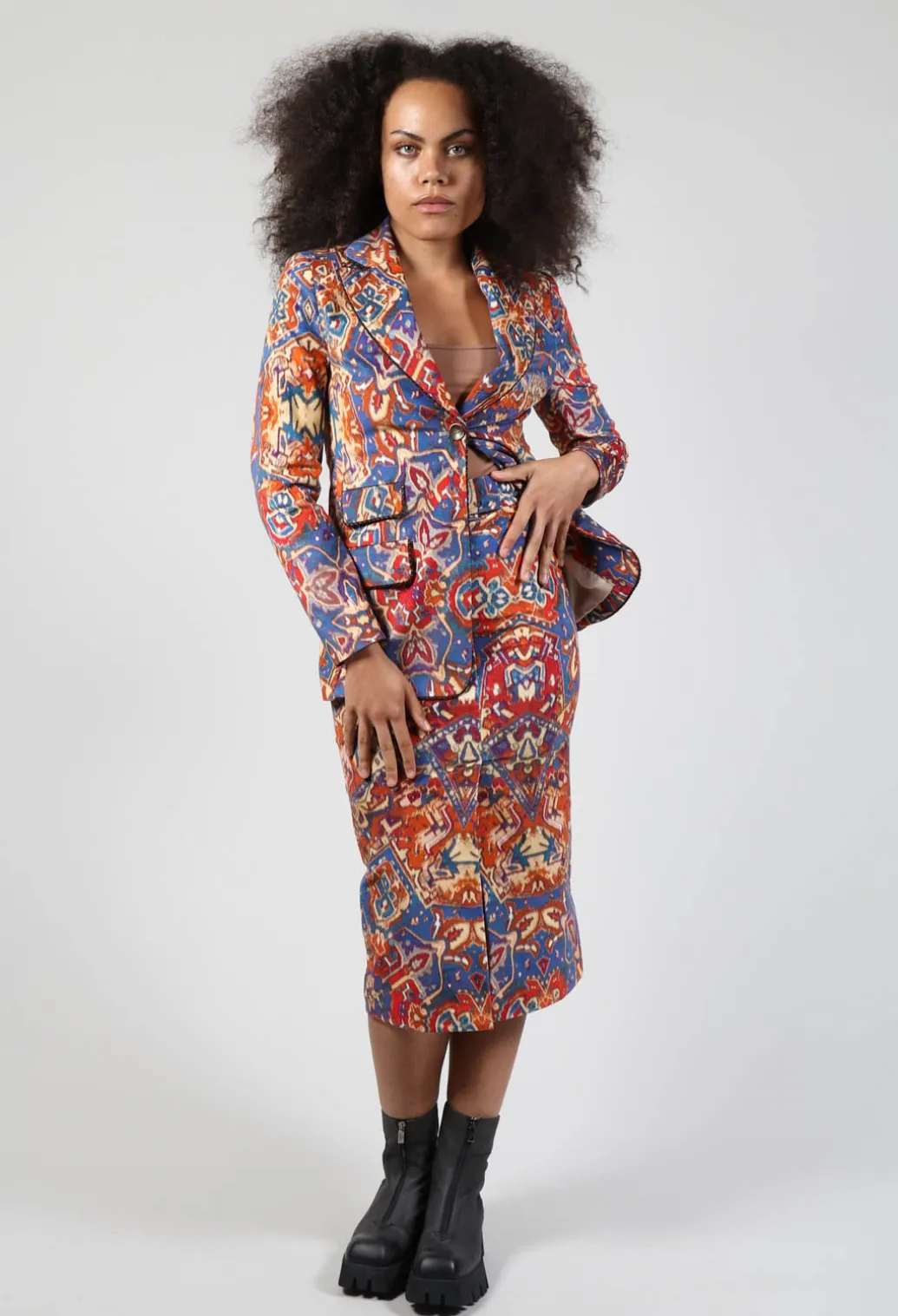 Pencil Skirt in Carpet Print
