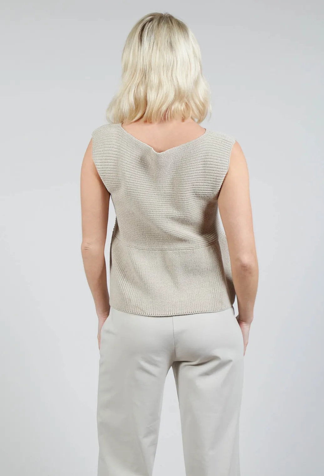 Peplum Sweater Vest in Mastic