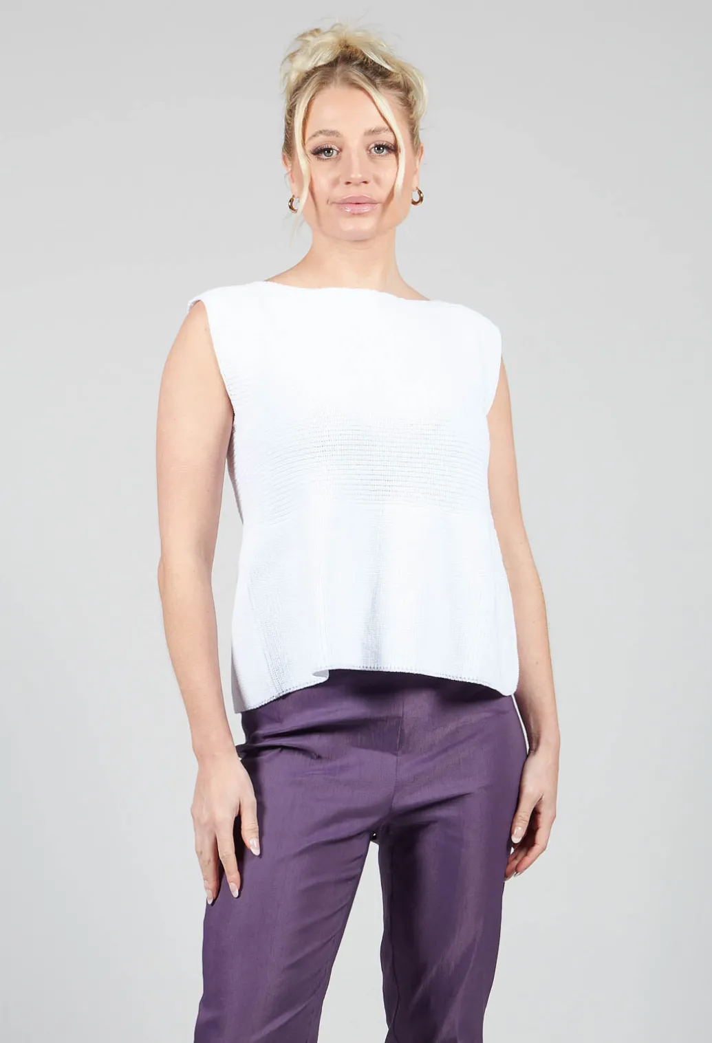 Peplum Sweater Vest in White