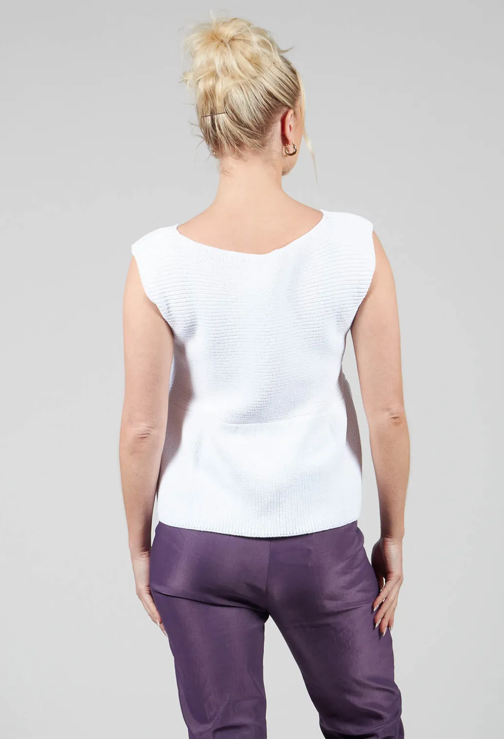 Peplum Sweater Vest in White
