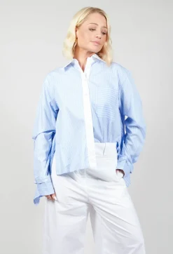 Pinstripe Shirt Ragno in Celeste