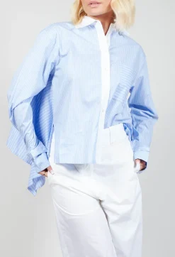 Pinstripe Shirt Ragno in Celeste