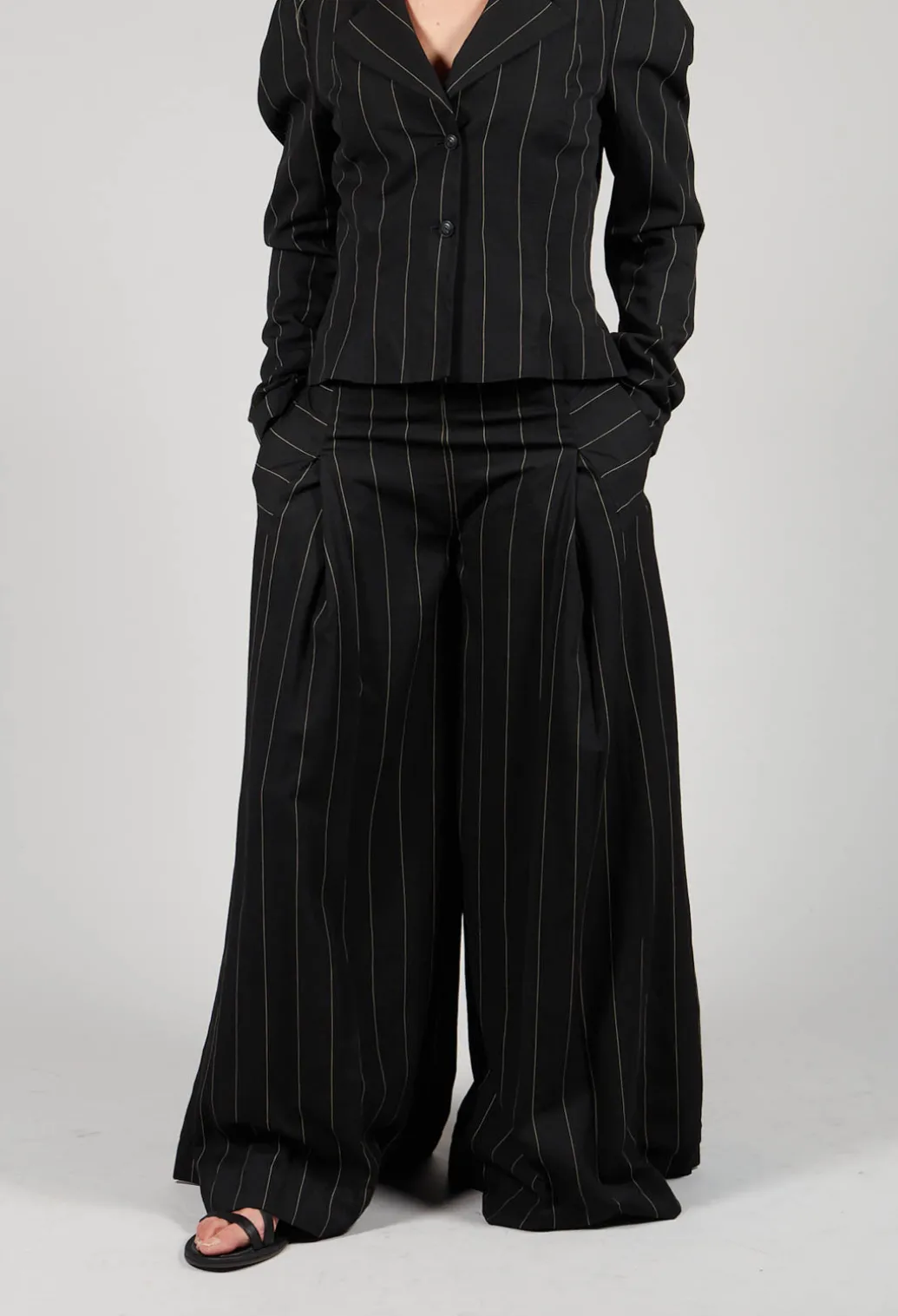 Pinstripe Trousers in Nero