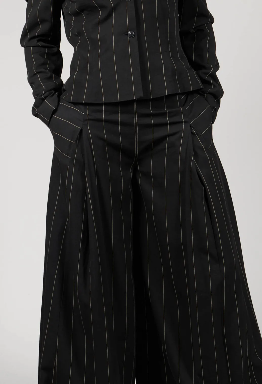 Pinstripe Trousers in Nero