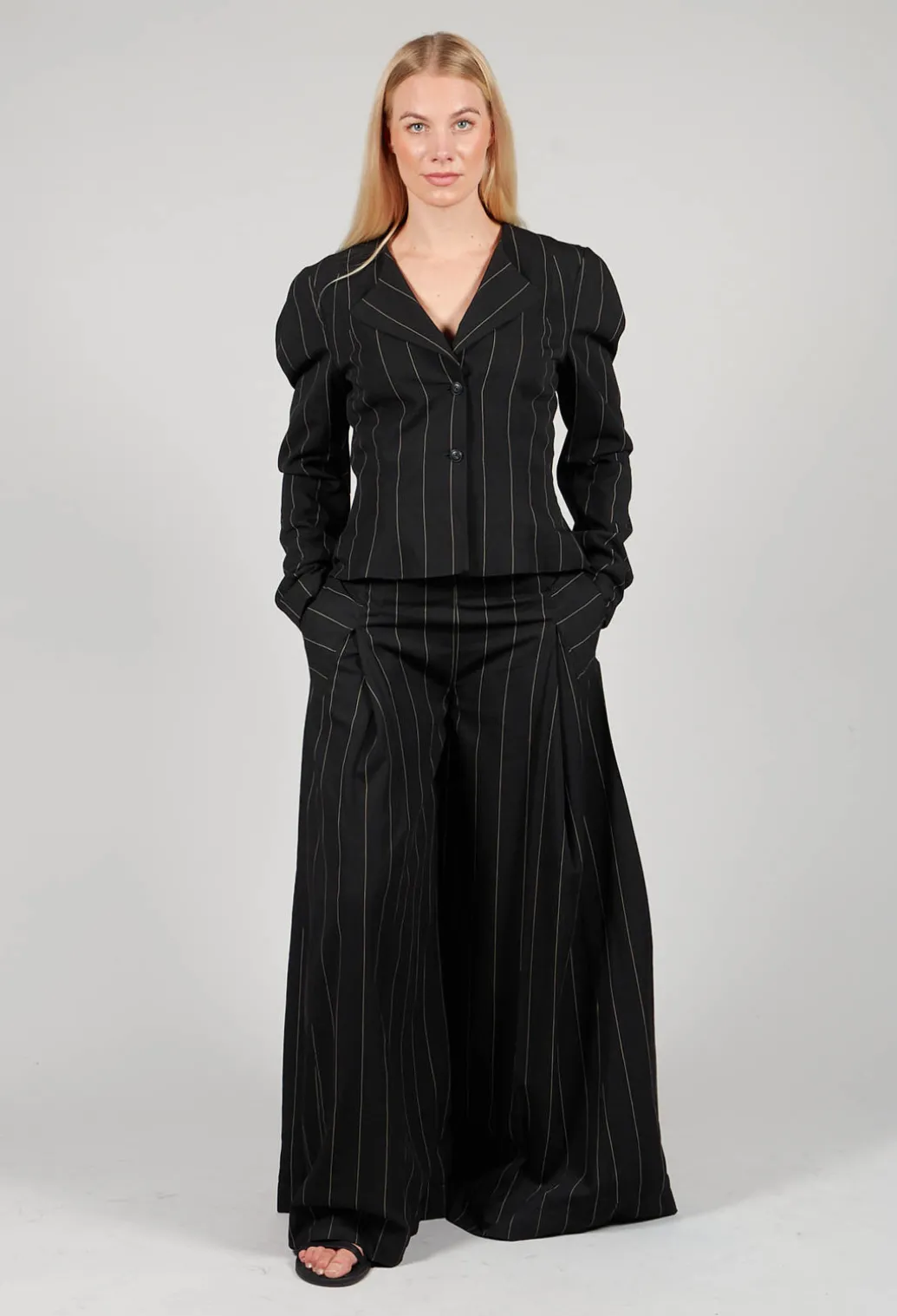 Pinstripe Trousers in Nero
