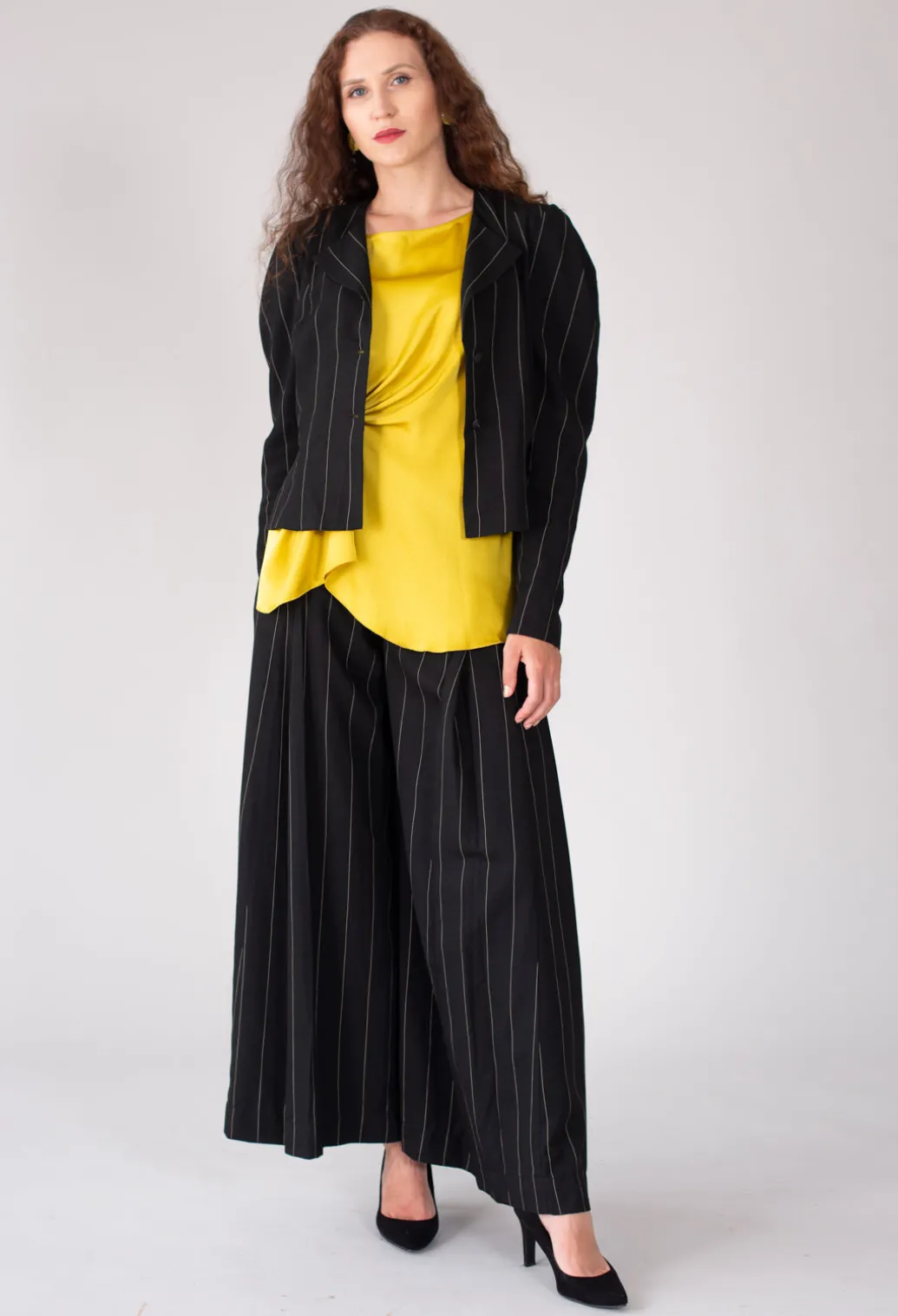 Pinstripe Trousers in Nero
