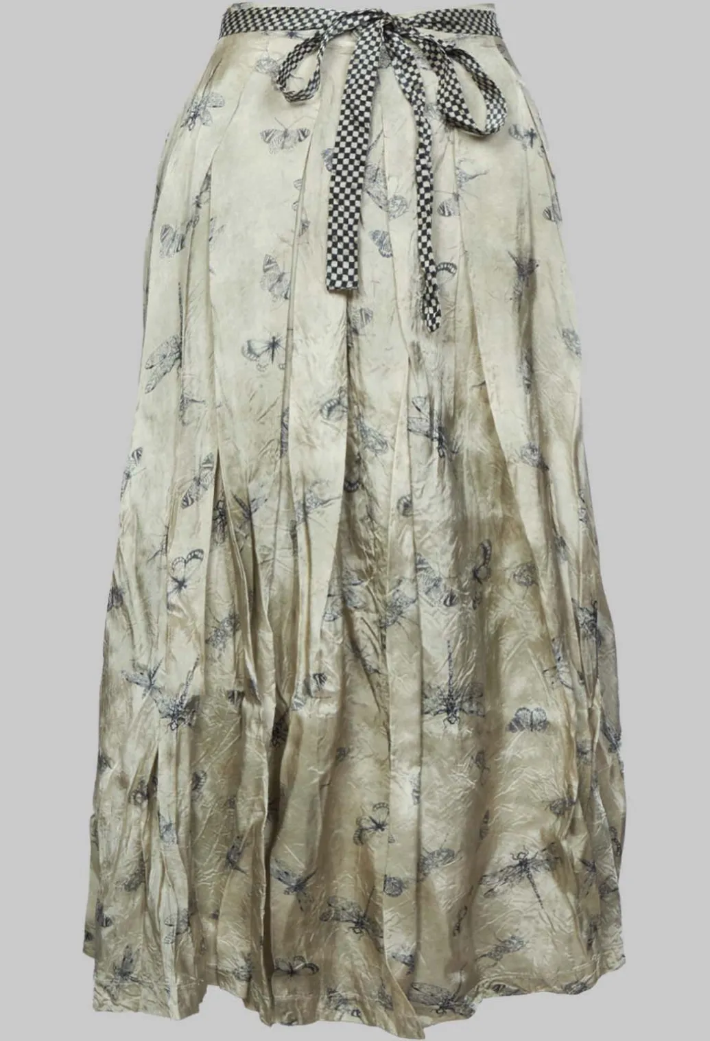 Pleated Lona Skirt in Light Grey