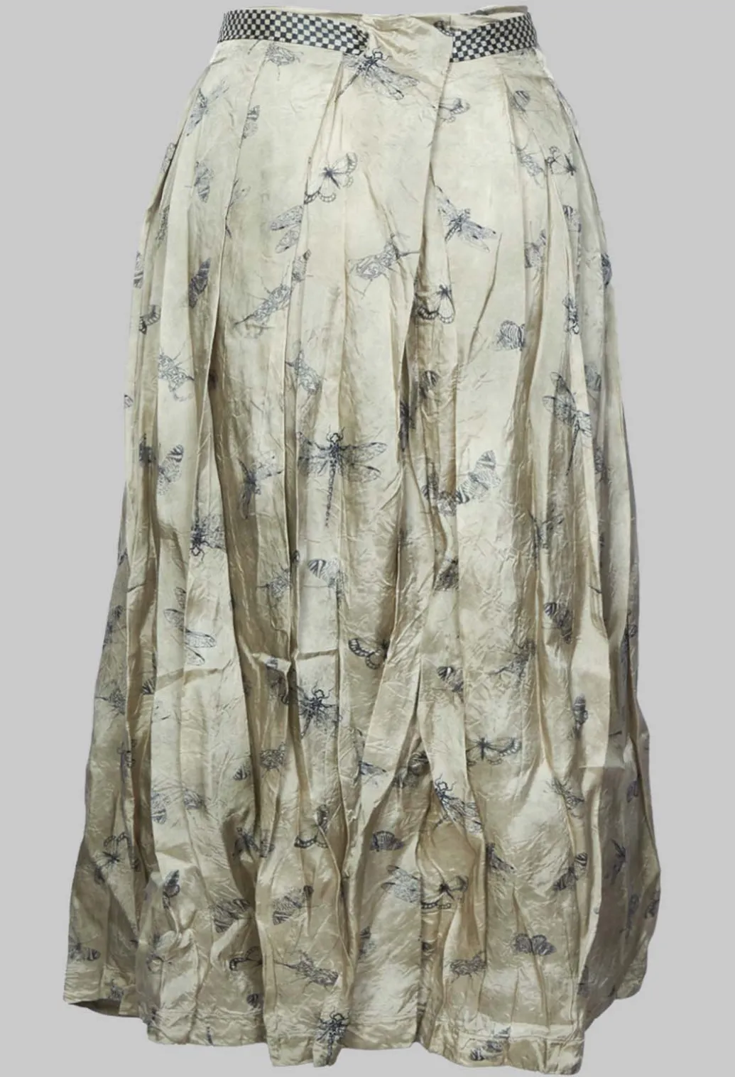 Pleated Lona Skirt in Light Grey