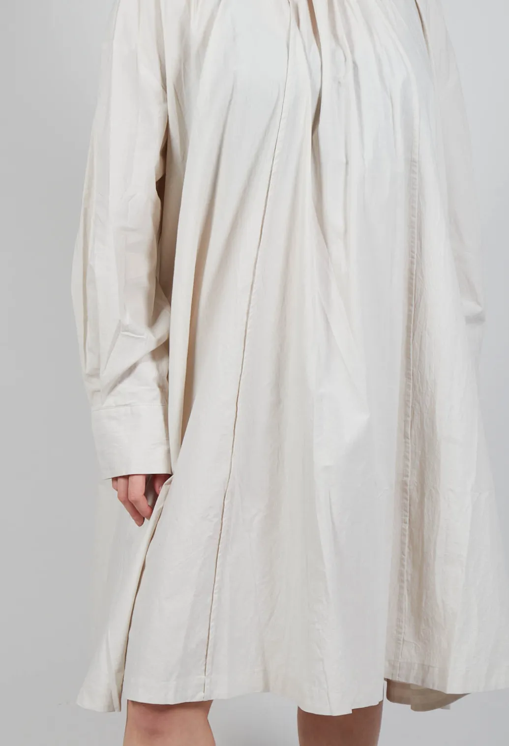 Pleated Neckline Shirt Dress in Sand