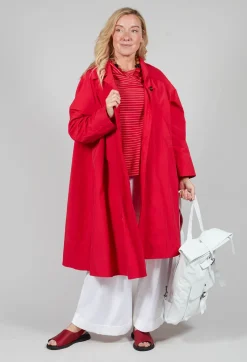 Pleated Overcoat in Rosso