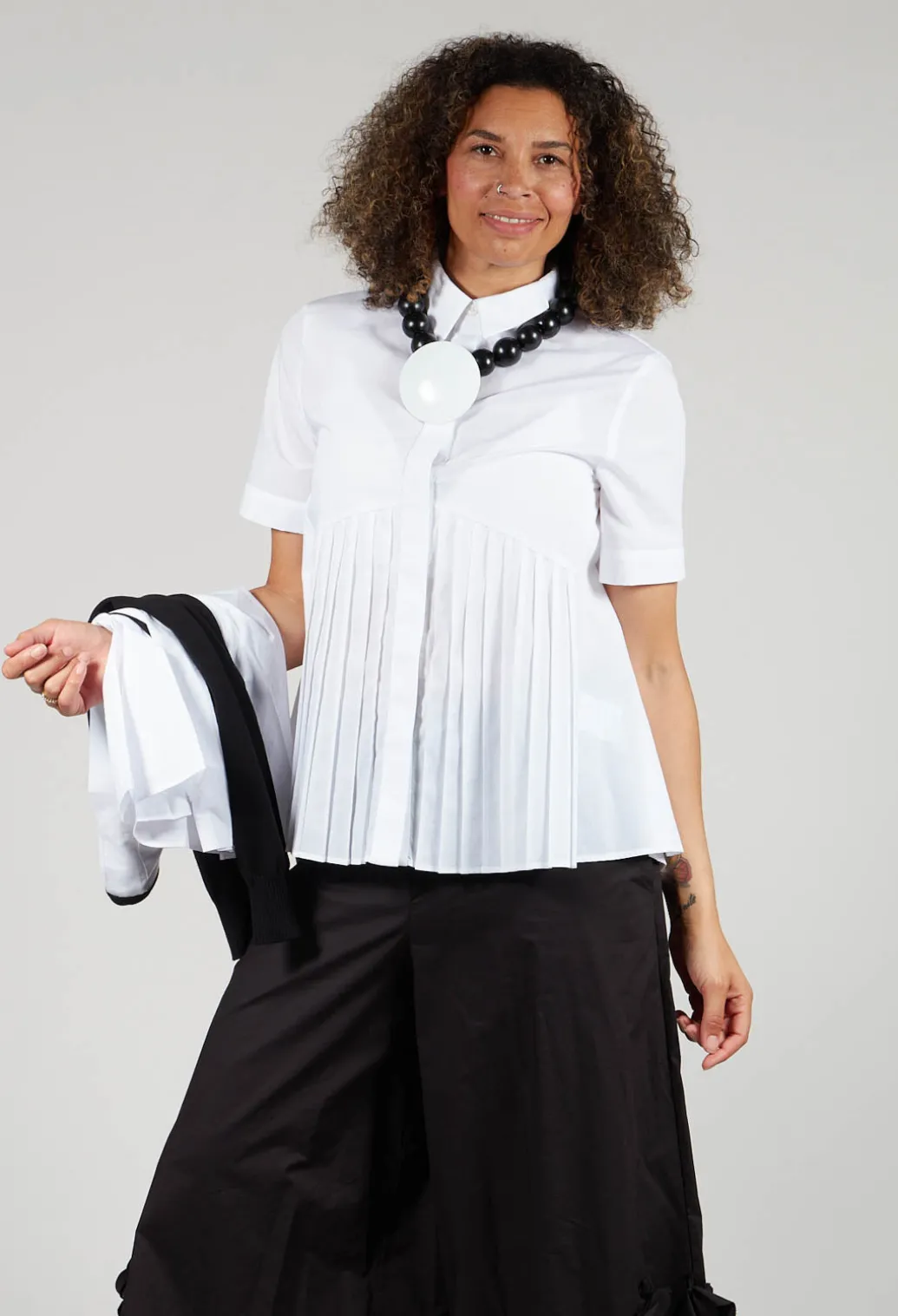 Pleated Shirt in White