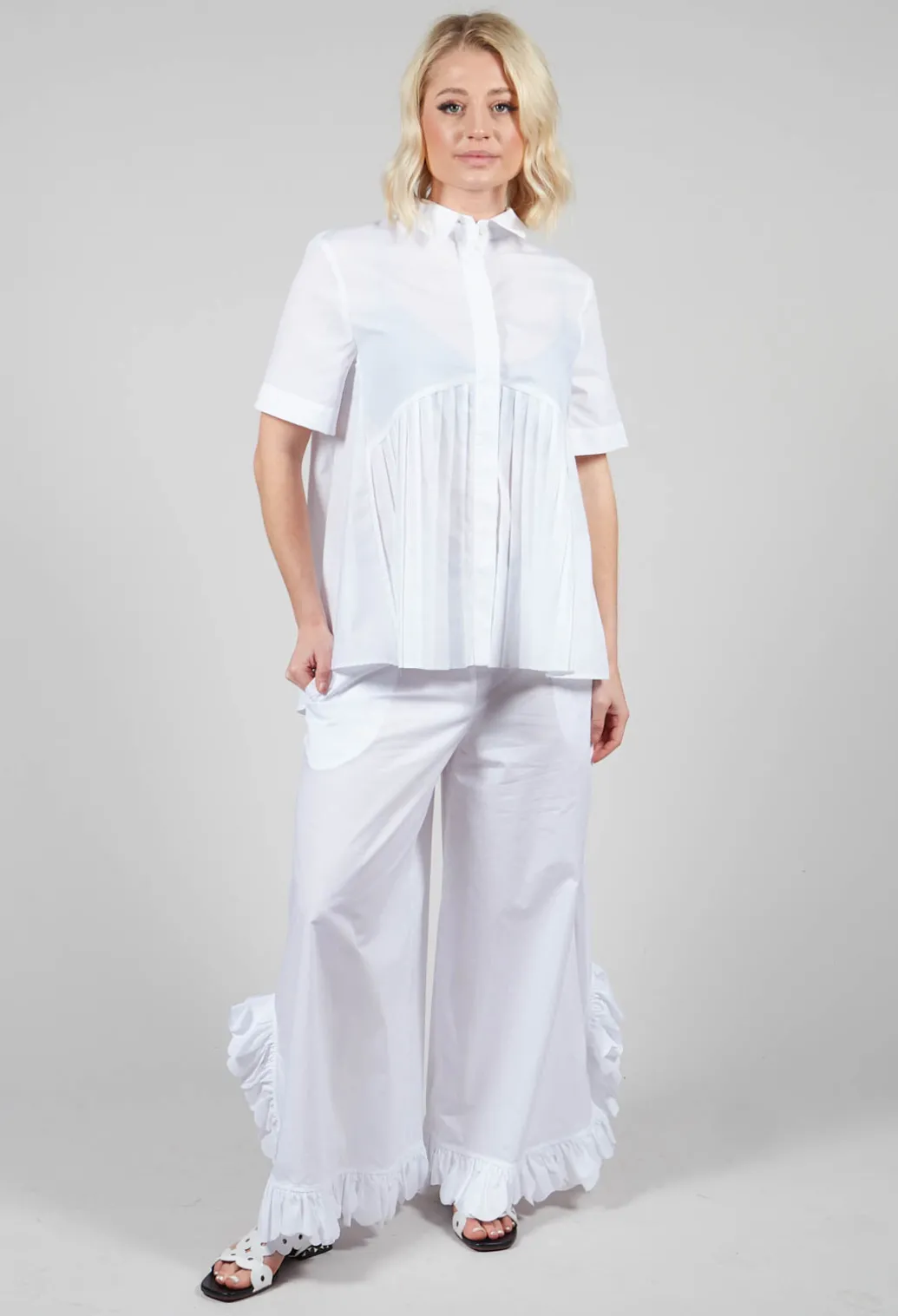 Pleated Shirt in White