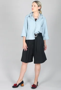 Pleated Shorts in Black