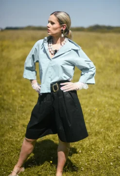 Pleated Shorts in Black