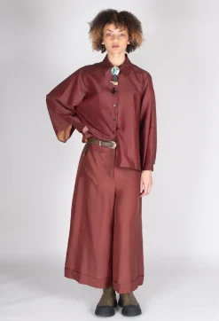 Pleated Silk Trousers in Copper