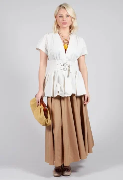 Pleated Skirt in Camel