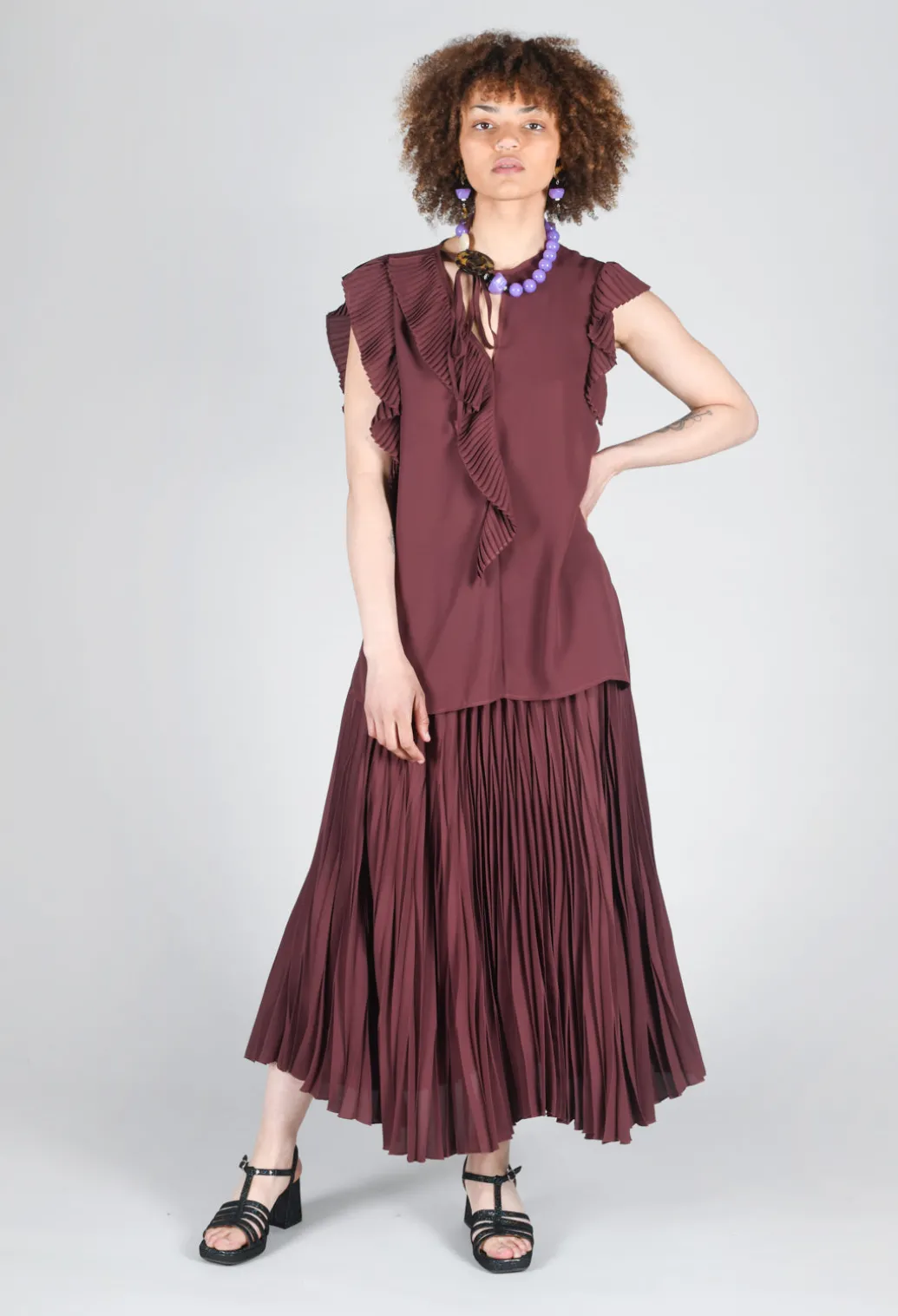 Pleated Skirt in Cocoa