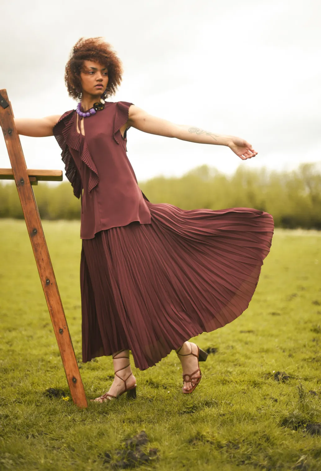 Pleated Skirt in Cocoa