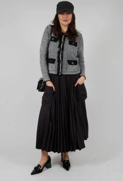 Pleated Utility Skirt in Nero