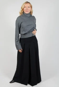 Pleated Wide Leg Pants in Lalabel Nero