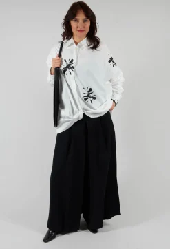 Pleated Wide Leg Pants in Lalabel Nero