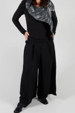 Pleated Wide Leg Pants in Lalabel Nero