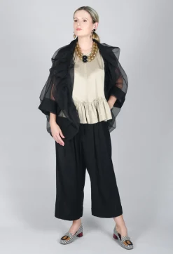 Pleated Wide Leg Trousers in Black