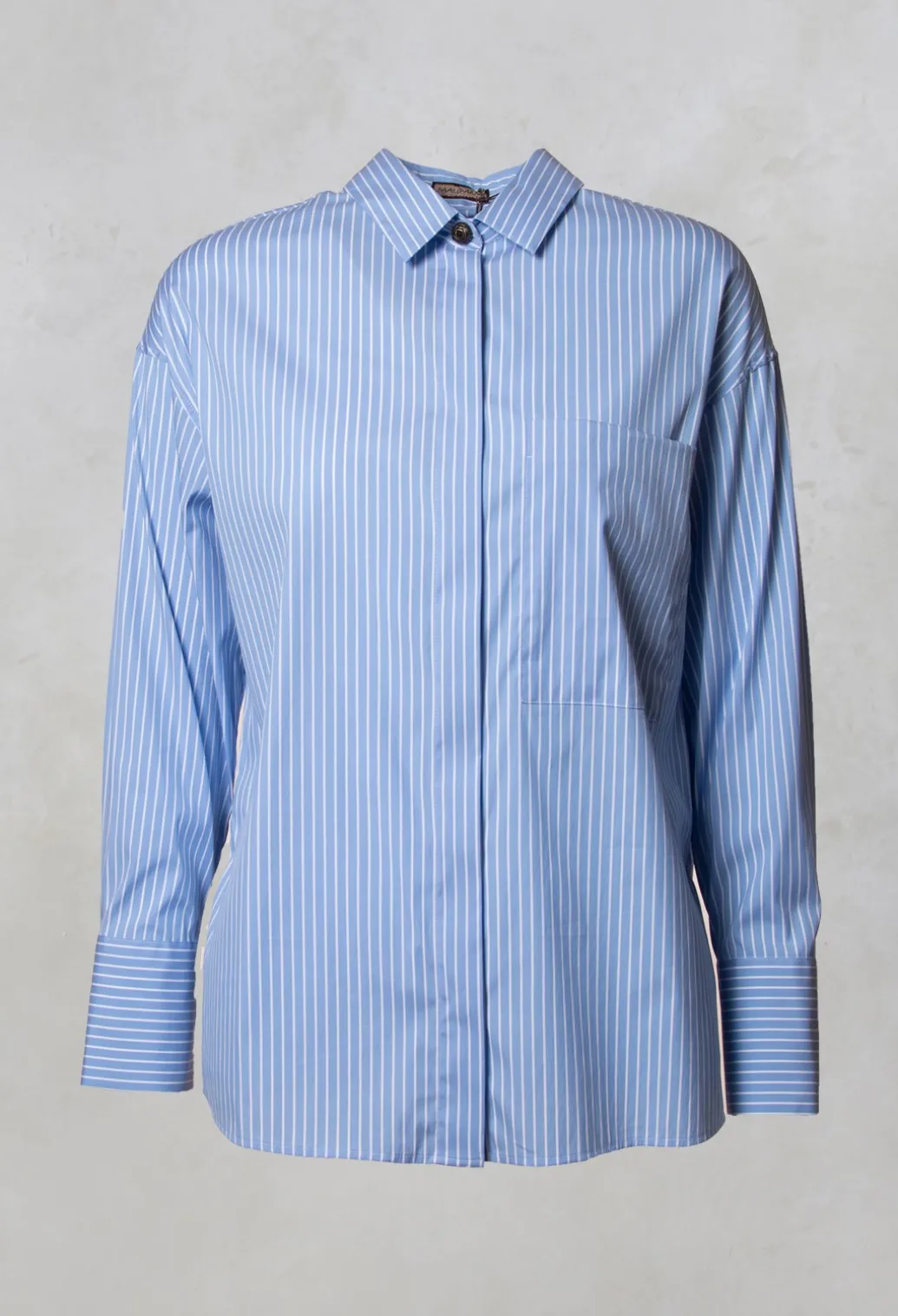 Poplin Shirt in Azzurro / Bianco