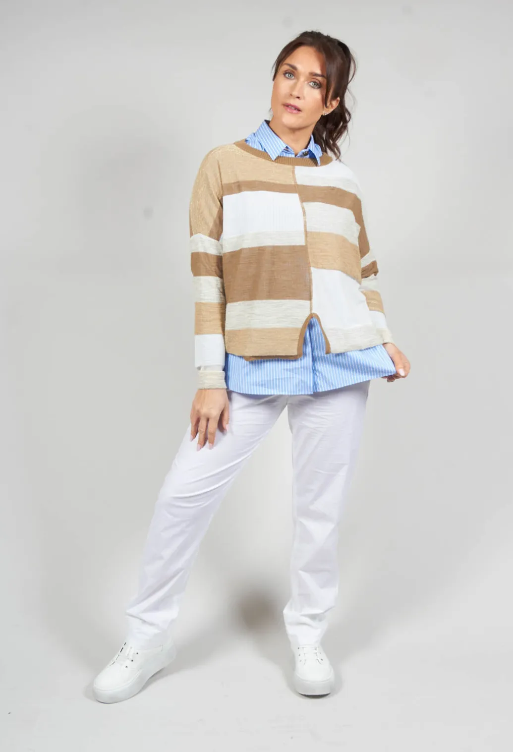 Poplin Shirt in Azzurro / Bianco