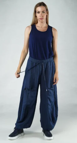 PRE-ORDER - Cargo Linen Trousers in Black (Pictured in Navy)