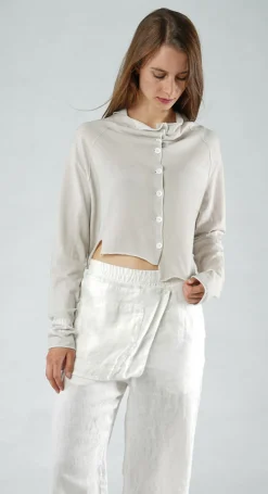 PRE-ORDER - Cropped Cardigan in Black Print (Pictured in Light Grey Print)