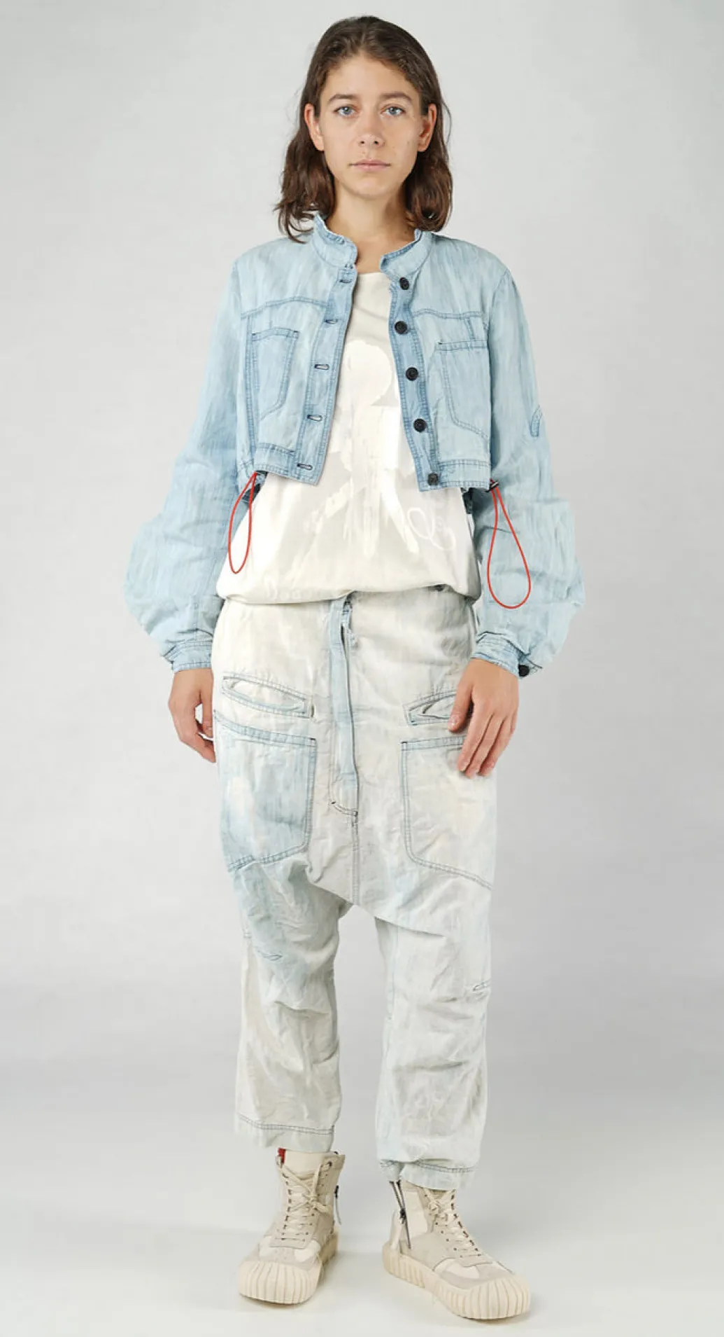 PRE-ORDER - Cropped Lightweight Utility Jacket in Bleachwash (Pictured in Semibleach)