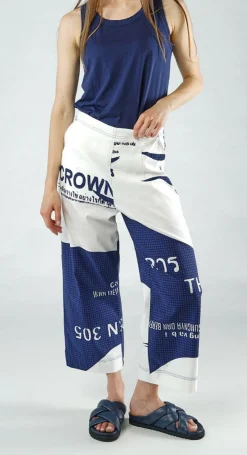 PRE-ORDER - Cropped Pull On Wide Leg Trousers in Grey Check (Pictured in Navy Print)