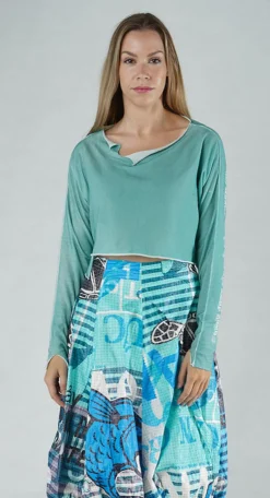 PRE-ORDER - Cropped Pullover in Black Print (Pictured in Aqua Print)