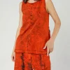 PRE-ORDER -  Denim-Style Vest Top with Contrast Patch Back Pockets in Mandarine Dye