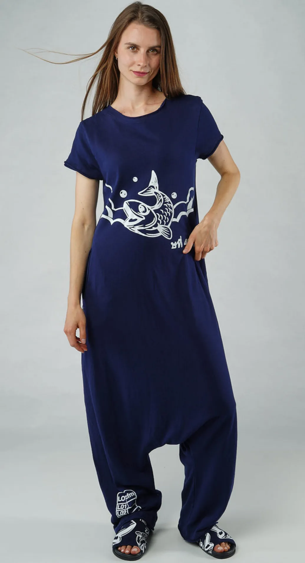 PRE-ORDER - Drop Crotch Jumpsuit in Malibu Print (Pictured in Navy Print)