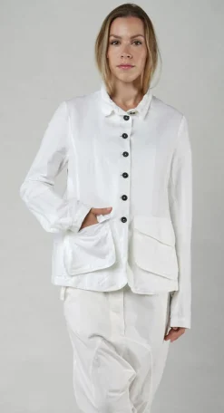 PRE-ORDER - Fitted Button-Down Jacket in Greige (Pictured in Semi Bleach)