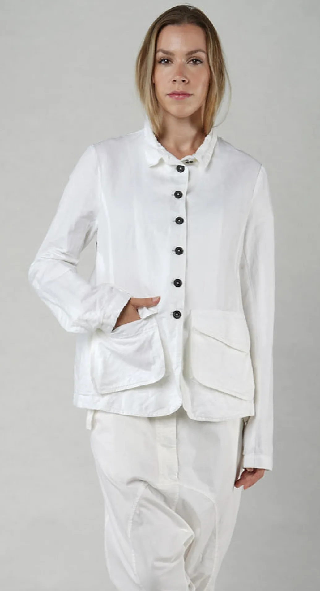 PRE-ORDER - Fitted Button-Down Jacket in Royal (Pictured in Semi Bleach)