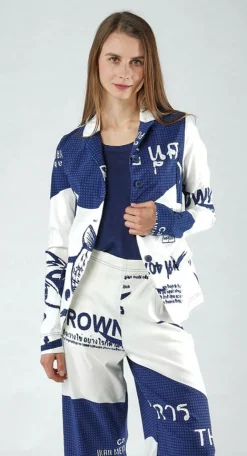 PRE-ORDER - Fitted Jacket in Navy Print (Pictured in Navy Print)