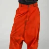 PRE-ORDER - High-Waisted Drop-Crotch Printed Jeans in Bleachwash (Pictured in Mandarine)