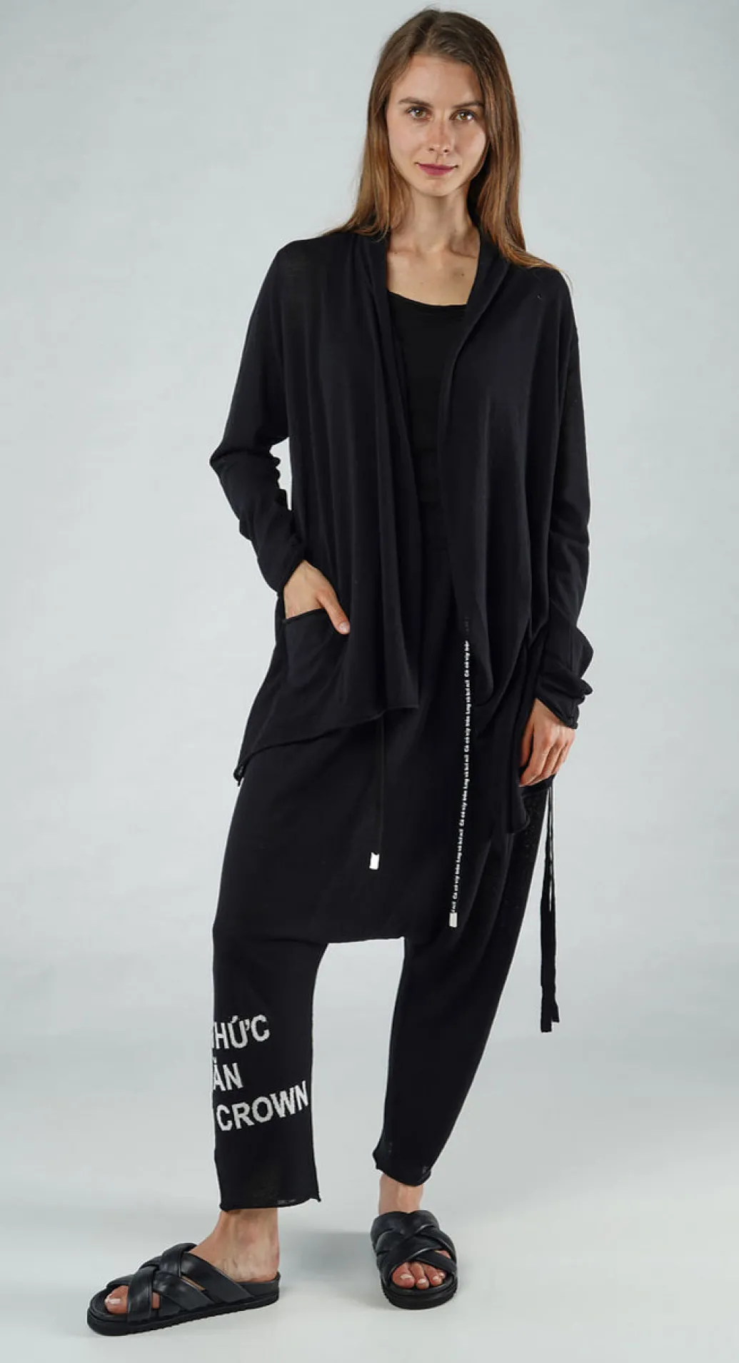 PRE-ORDER - Lightweight Cardigan in Grey Black (Pictured in Black Offwhite)