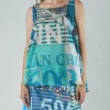 PRE-ORDER - Lightweight Cotton Sleeveless Top in Navy Print (Pictured in Colorful)