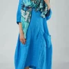PRE-ORDER - Lightweight Cotton Scarf in Navy Print (Pictured in Colorful)