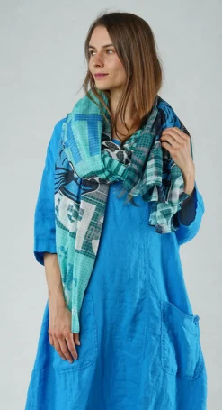 PRE-ORDER - Lightweight Cotton Scarf in Black Print (Pictured in Colorful)