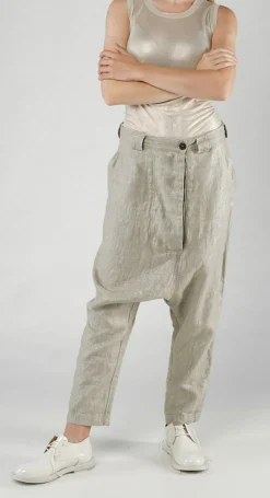 PRE-ORDER -  Linen Drop Crotch Trousers in Black Sparkle (Pictured in Dust Sparkle)