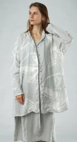PRE-ORDER - Linen Shirt Dress in Black Print (Pictured in Grey Print)