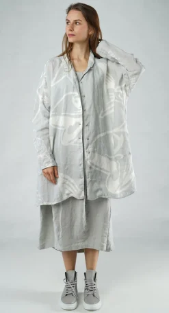 PRE-ORDER - Linen Shirt Dress in Black Print (Pictured in Grey Print)