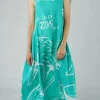 PRE-ORDER - Linen Tulip Hem Dress in Black Print (Pictured in Aqua Print)